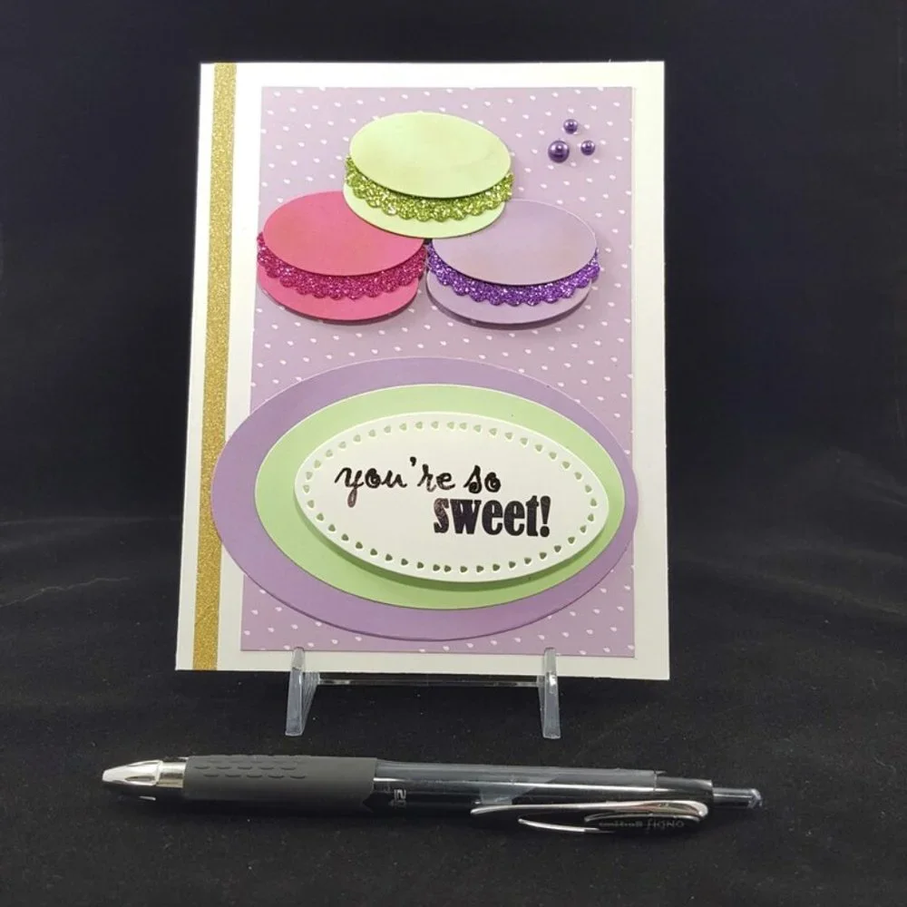 Macaroon Note Card, 'You're so Sweet', Assorted‎ Color Macaroons w Envelopes